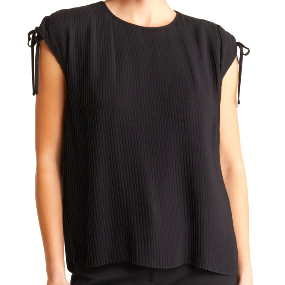 DKNY Pleated Shoulder Tie Sleeveless Blouse NWT